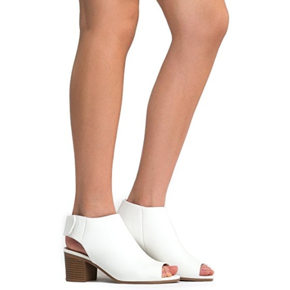 white peep toe ankle boots